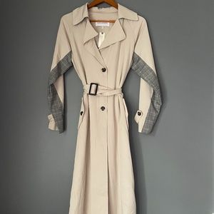 NWT Anthropologie Plaid Trench Coat